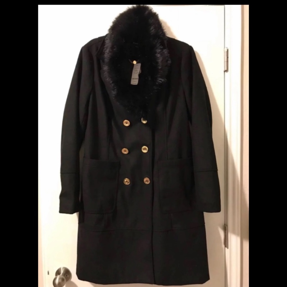 Bebe Large black Fur Peacoat